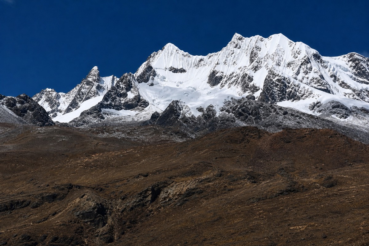 Snow-capped Andean peaks above the high route to La Cumbre, a common start when combining Death Road and Uyuni