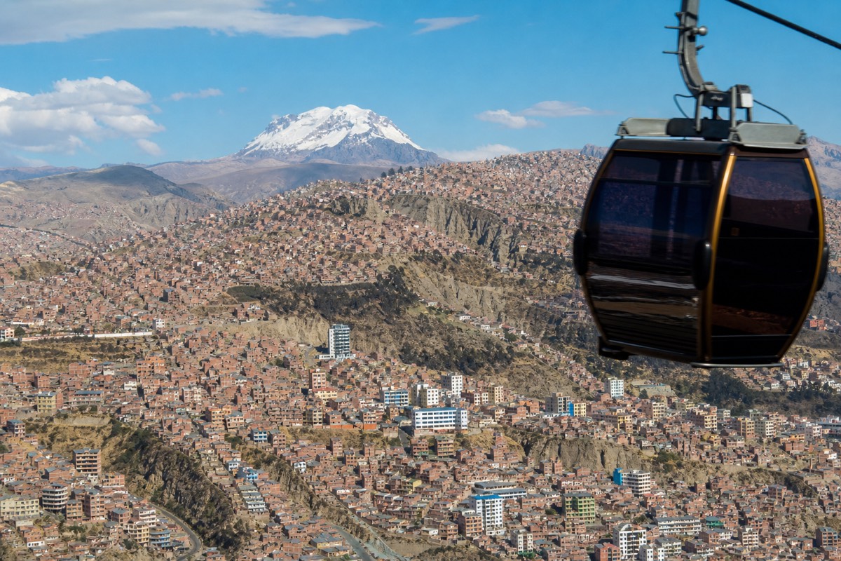 La Paz teleferico cable cars crossing the Andean city, a sight for travelers asking is La Paz Bolivia safe